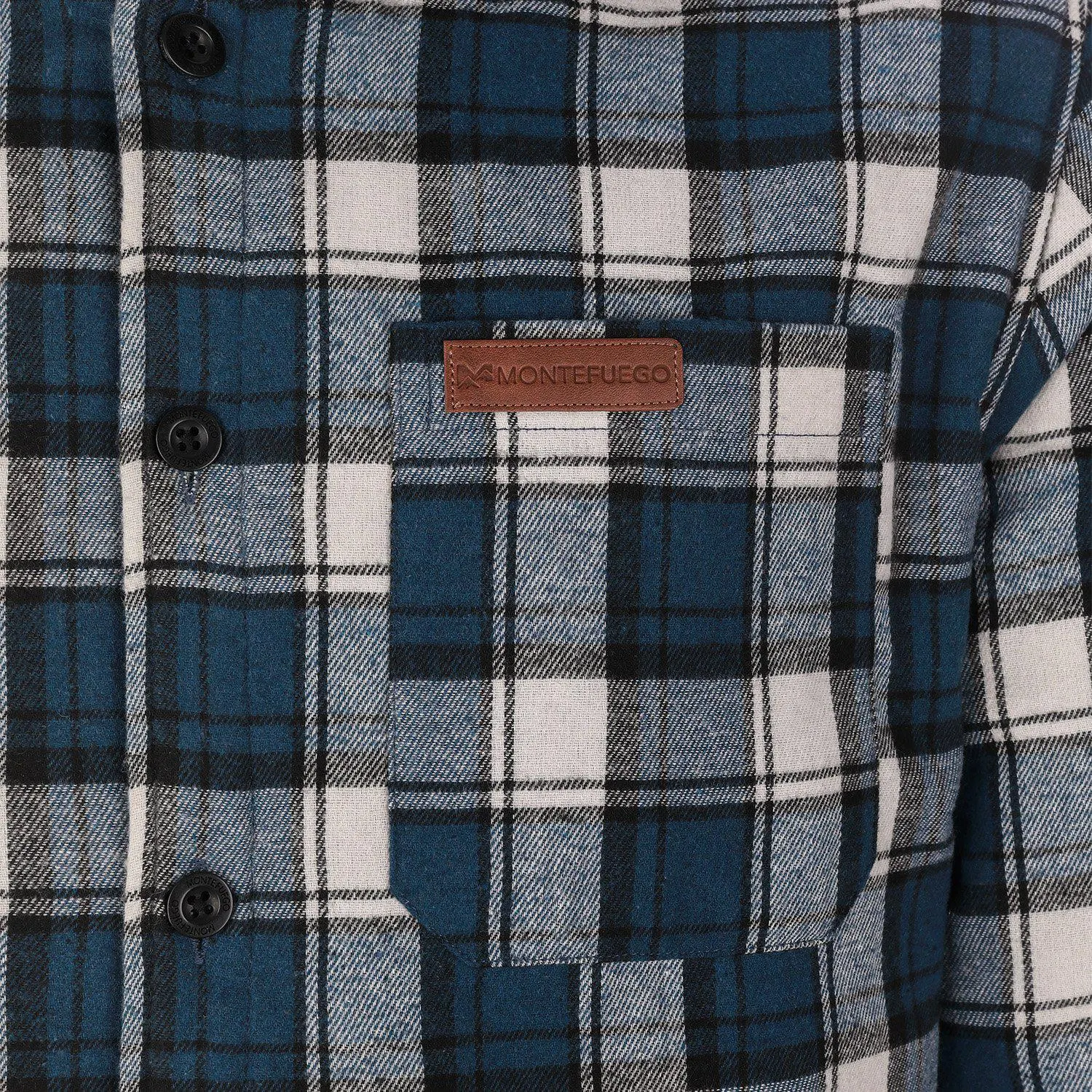 Herren Flanelljacke “Karo” mit Kapuze, Blau-Weiß