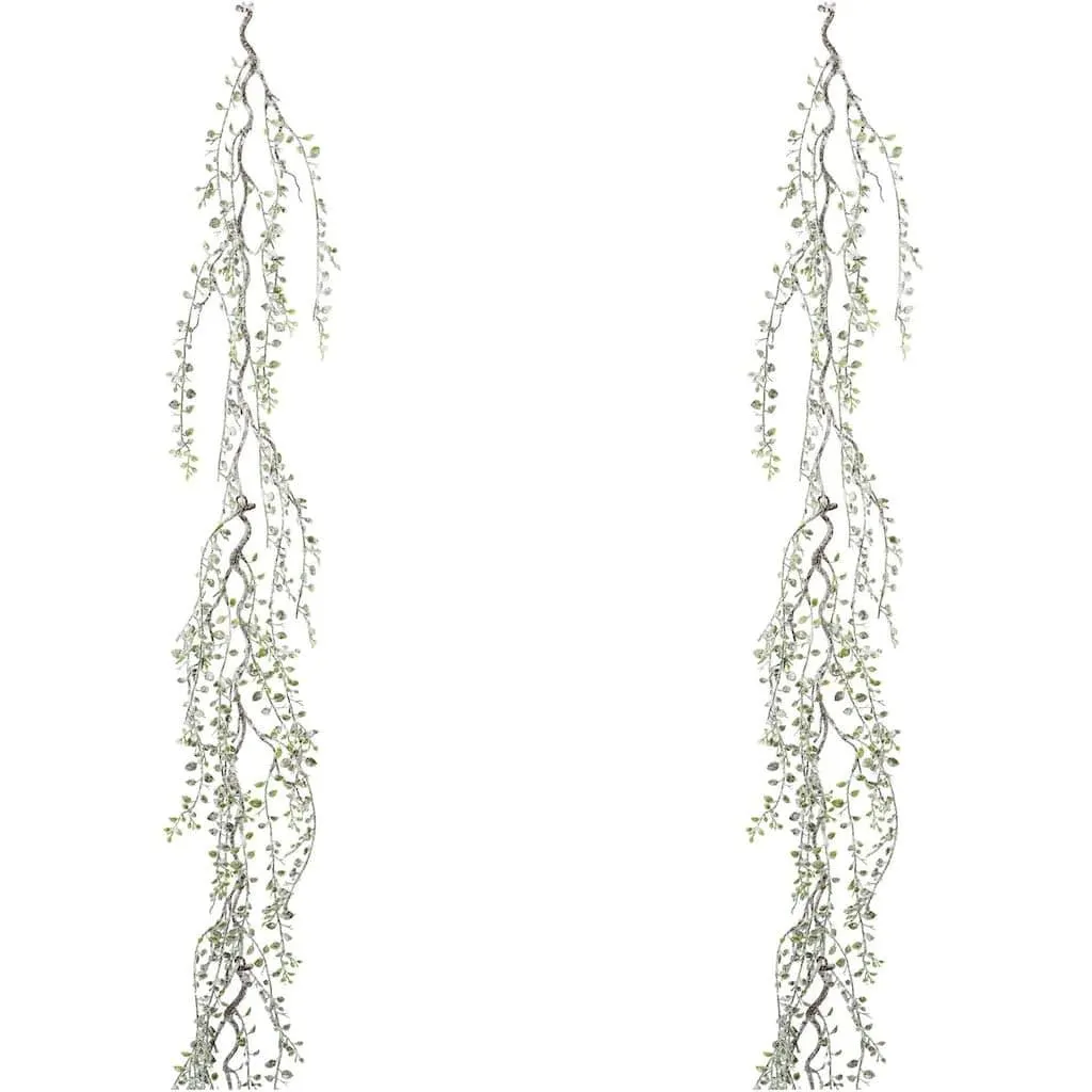 Creativ green Winterliche Kunstpflanze »Weihnachtsdeko, Weihnachtsgirlande« Girlande mit Frost-Optik, Länge 182 cm, 2er-Set