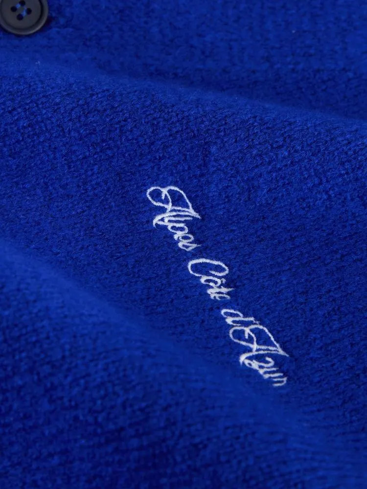 Kobaltblau - Regular Fit Embroidered Chest Motif Cardigan