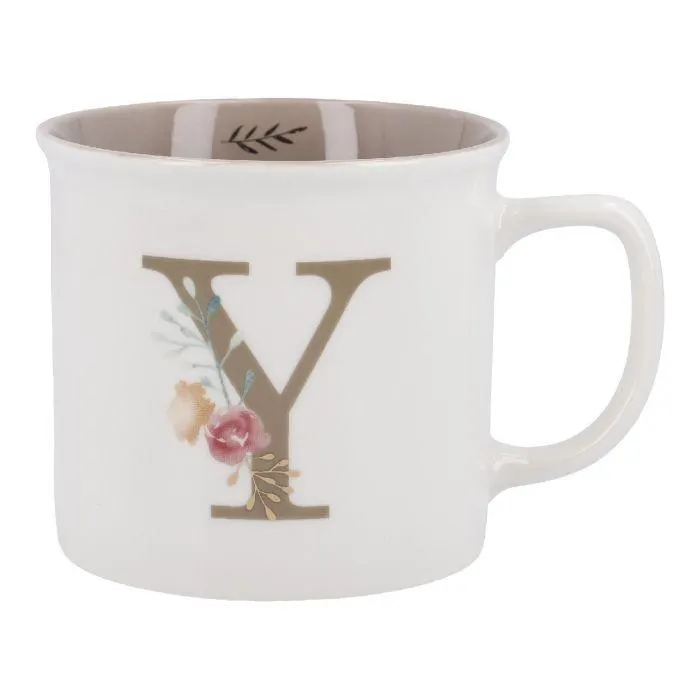 Becher Buchstabe/Blumen, Y, 390 ml