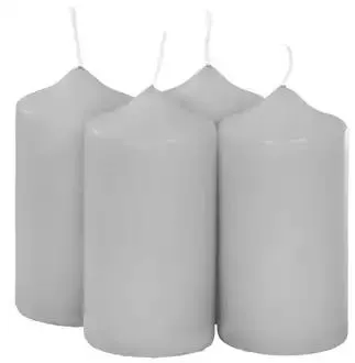 Stumpenkerzen, grau, 10 x 6 cm, 4 Stück