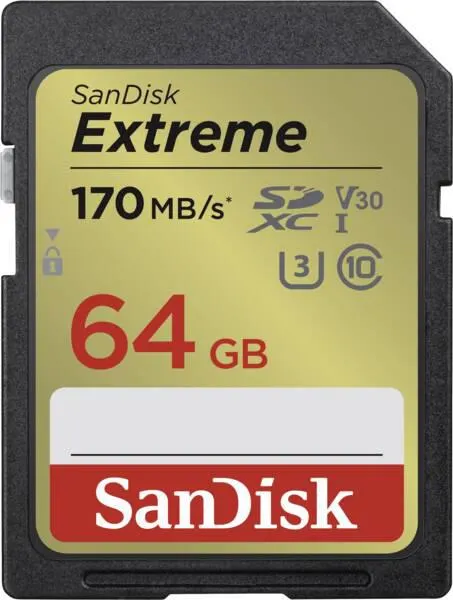 Extreme SDXC 64GB 170MB/s Class 10 UHS-I U3