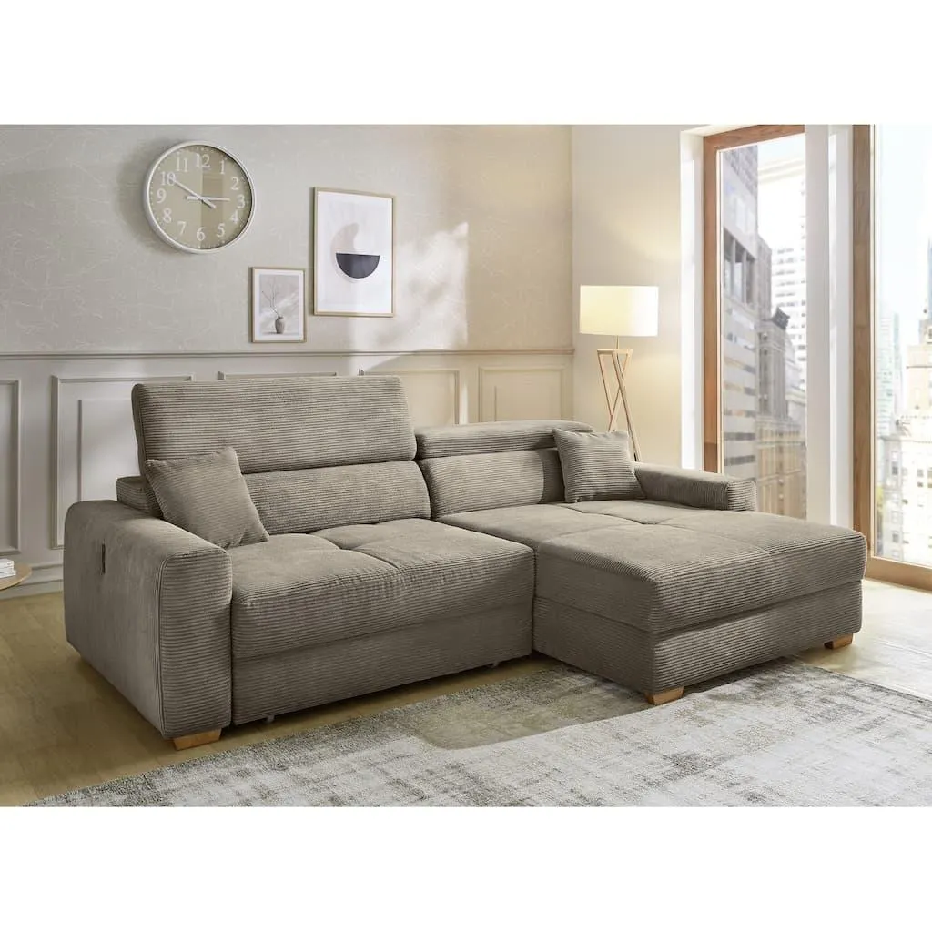 Jockenhöfer Gruppe Ecksofa »Slider L-Form, B: 277 cm, mit 60 cm elektrischer Sitztiefenverstellung« mit Sitztiefenverstellung, USB, verstellbaren Kopfstützen & Zierkissen