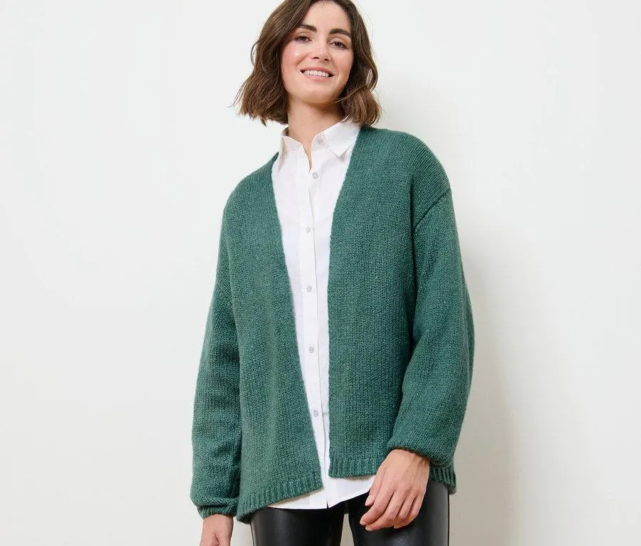 Offener Grobstrick-Cardigan