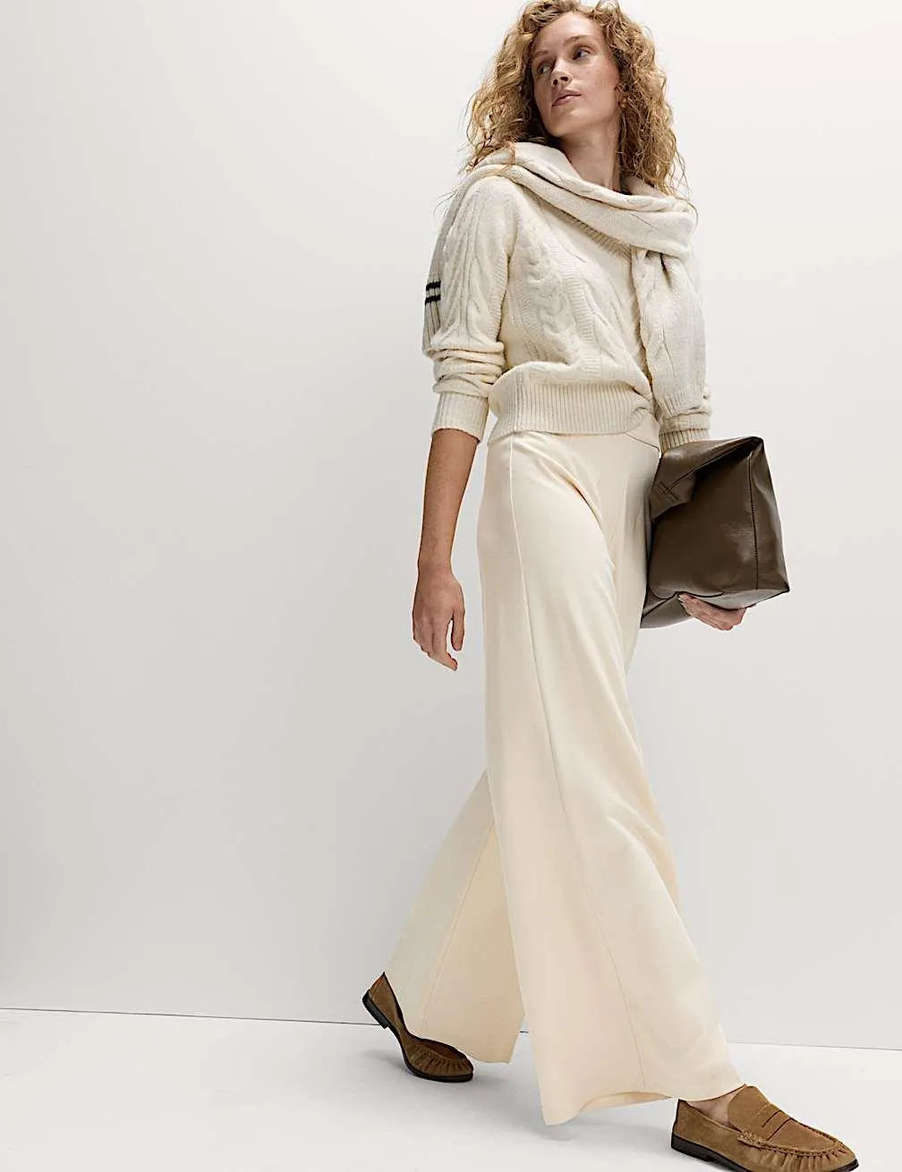 Jersey-Hose mit weitem Bein und Stretch