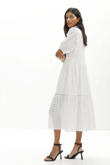 Midi-Hemdblusenkleid Stickereien