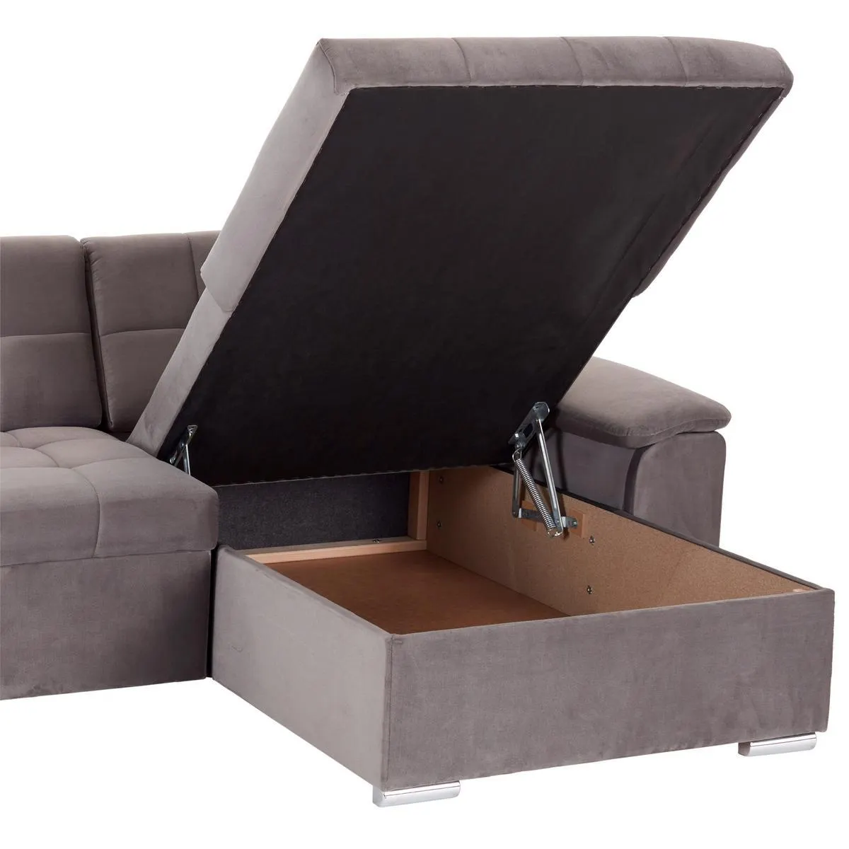 mit Schlaffunktion Keaton inkl. Bettkasten, Grau