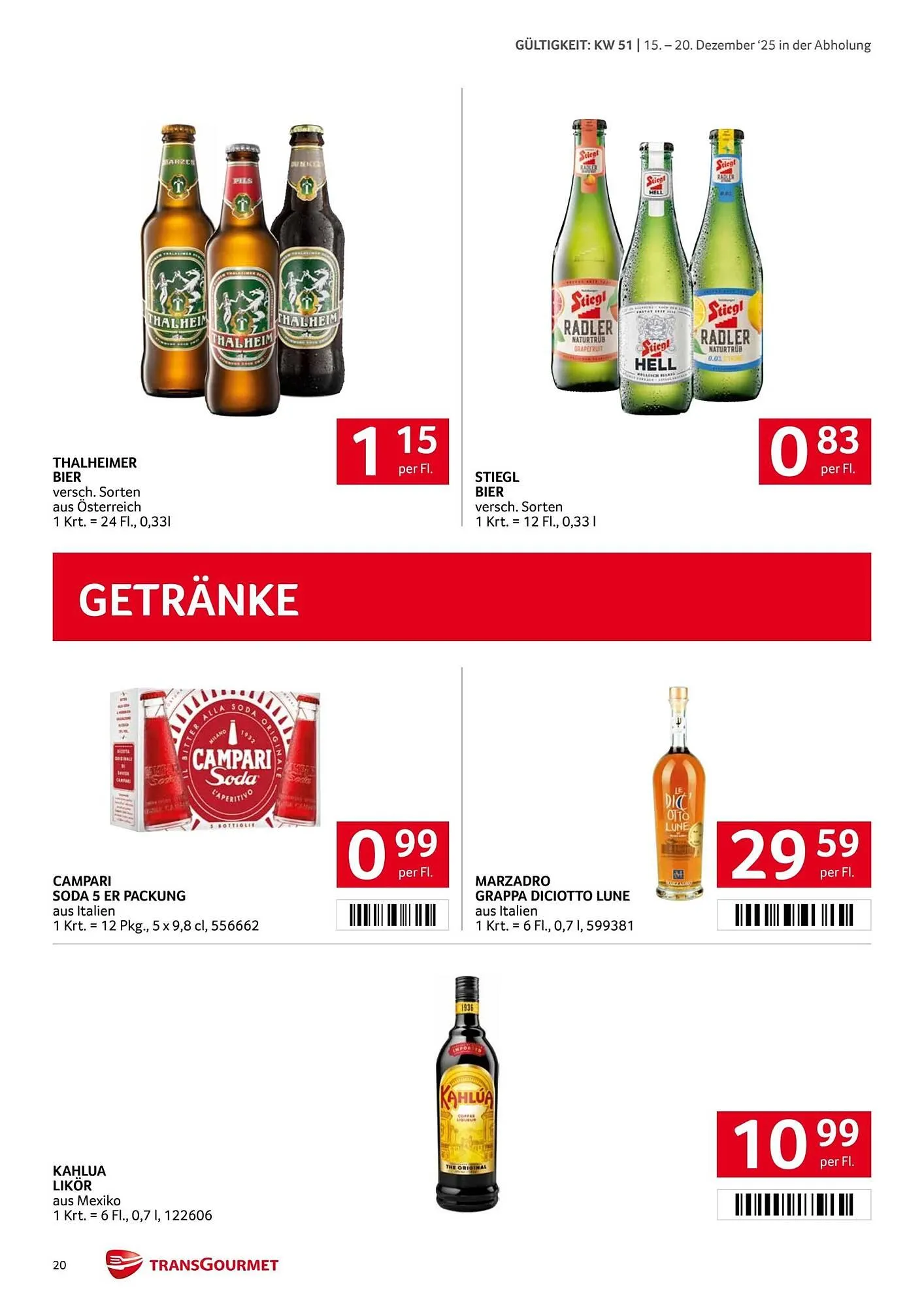 Transgourmet Flugblatt von 15. Dezember bis 21. Dezember 2025 - Flugblätt seite  19