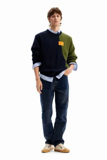 Zweifarbiger Kombi-Pullover