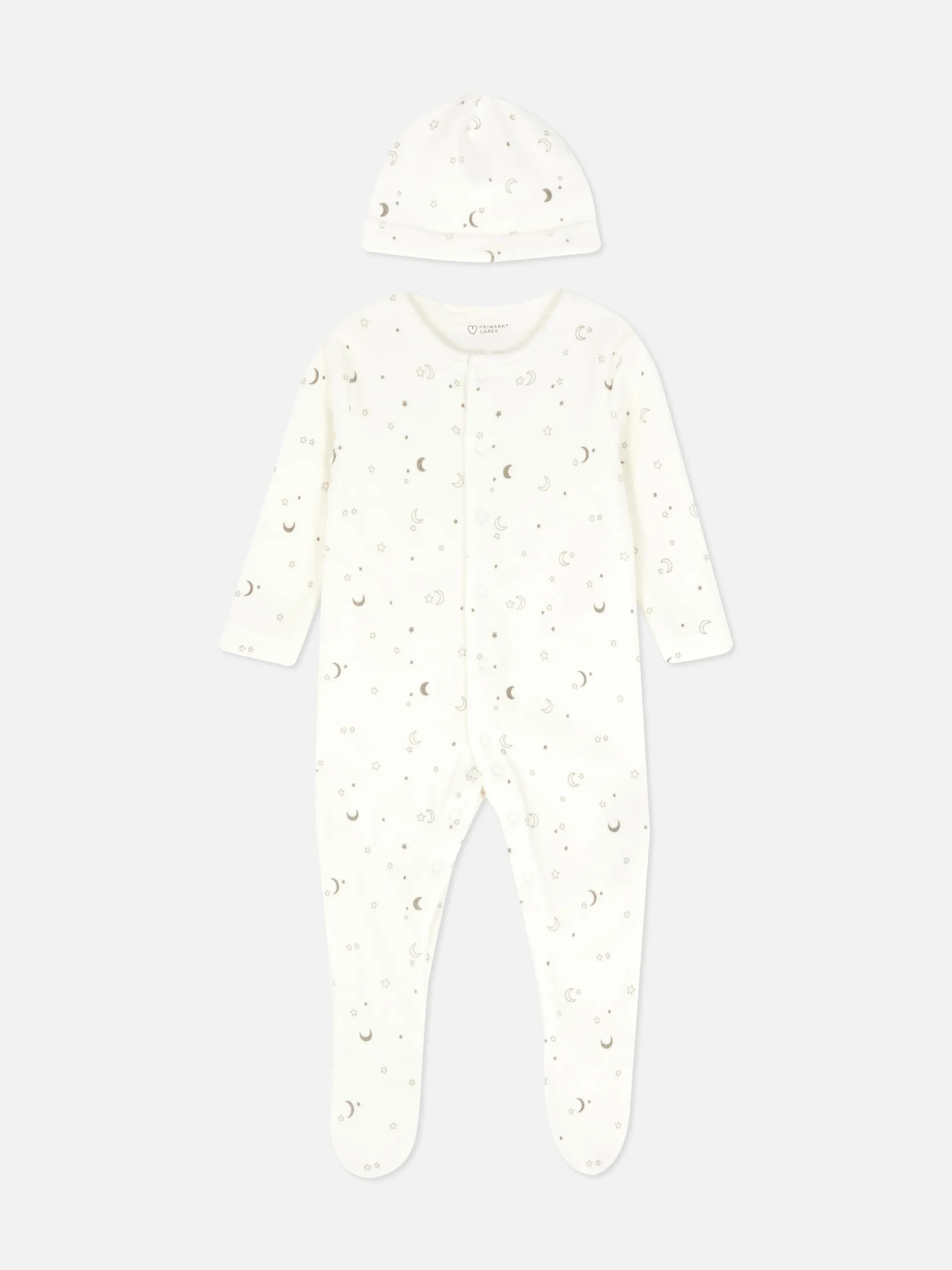 Set aus Schlafanzug und Mütze aus Velours mit Himmelsprint