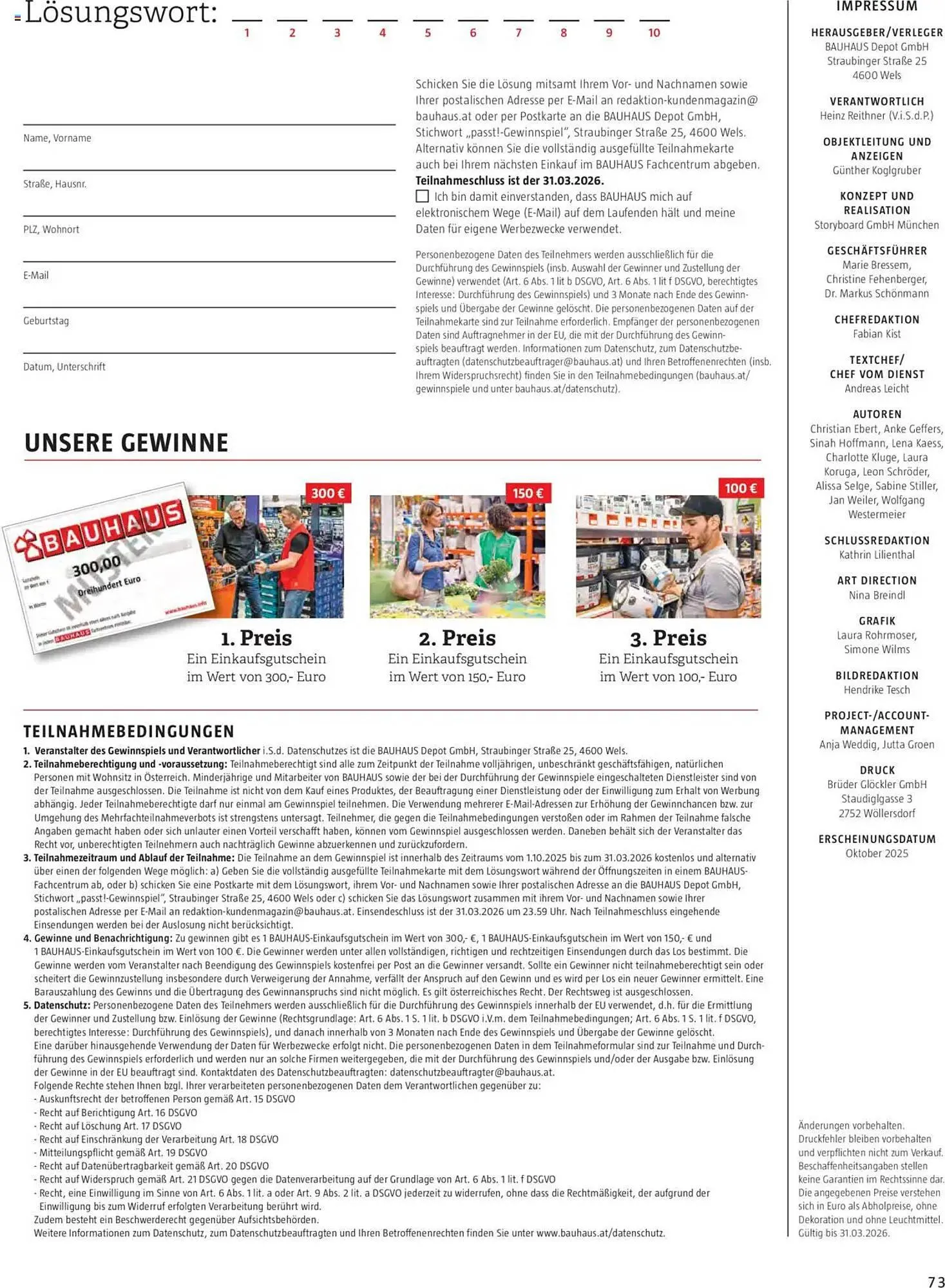 Bauhaus Flugblatt von 1. Oktober bis 31. März 2026 - Flugblätt seite  73