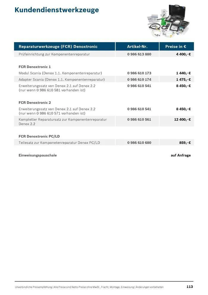 Werkstattausrüstung von Bosch von 21. Mai bis 31. Dezember 2024 - Flugblätt seite 113
