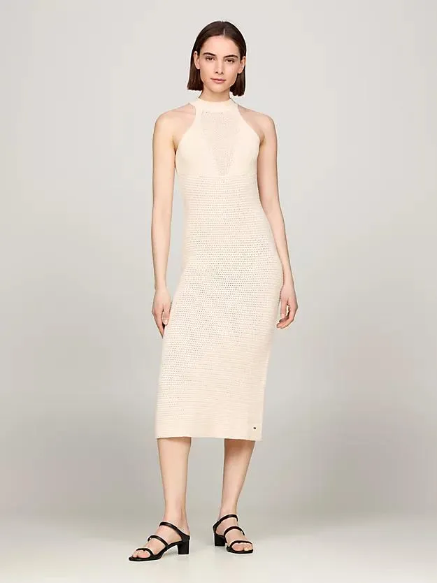 Gehäkeltes Neckholder-Midikleid