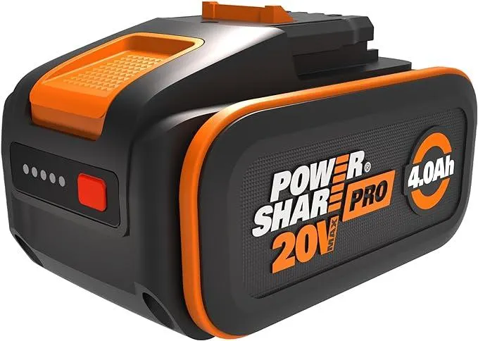 WORX WA3644 PowerShare Pro Akku 20V - 4,0 Ah Li-Ion, wiederaufladbar - mehr Sicherheit & längere Laufzeit - mit LED-Anzeige - Innovative Heatshield-Technologie - passend für alle WORX Geräte