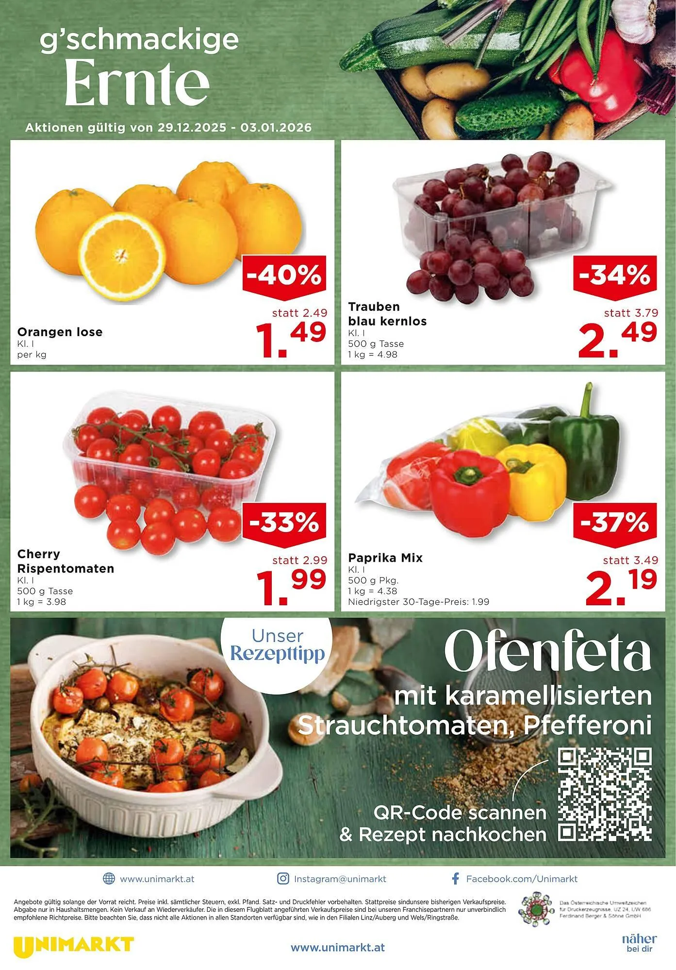 Unimarkt Flugblatt von 30. Dezember bis 5. Jänner 2026 - Flugblätt seite  12