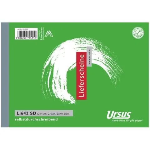 Lieferscheinbuch A6 quer 2x40Blatt selbstdurchschreibend URSUS Style Li642SD 094200