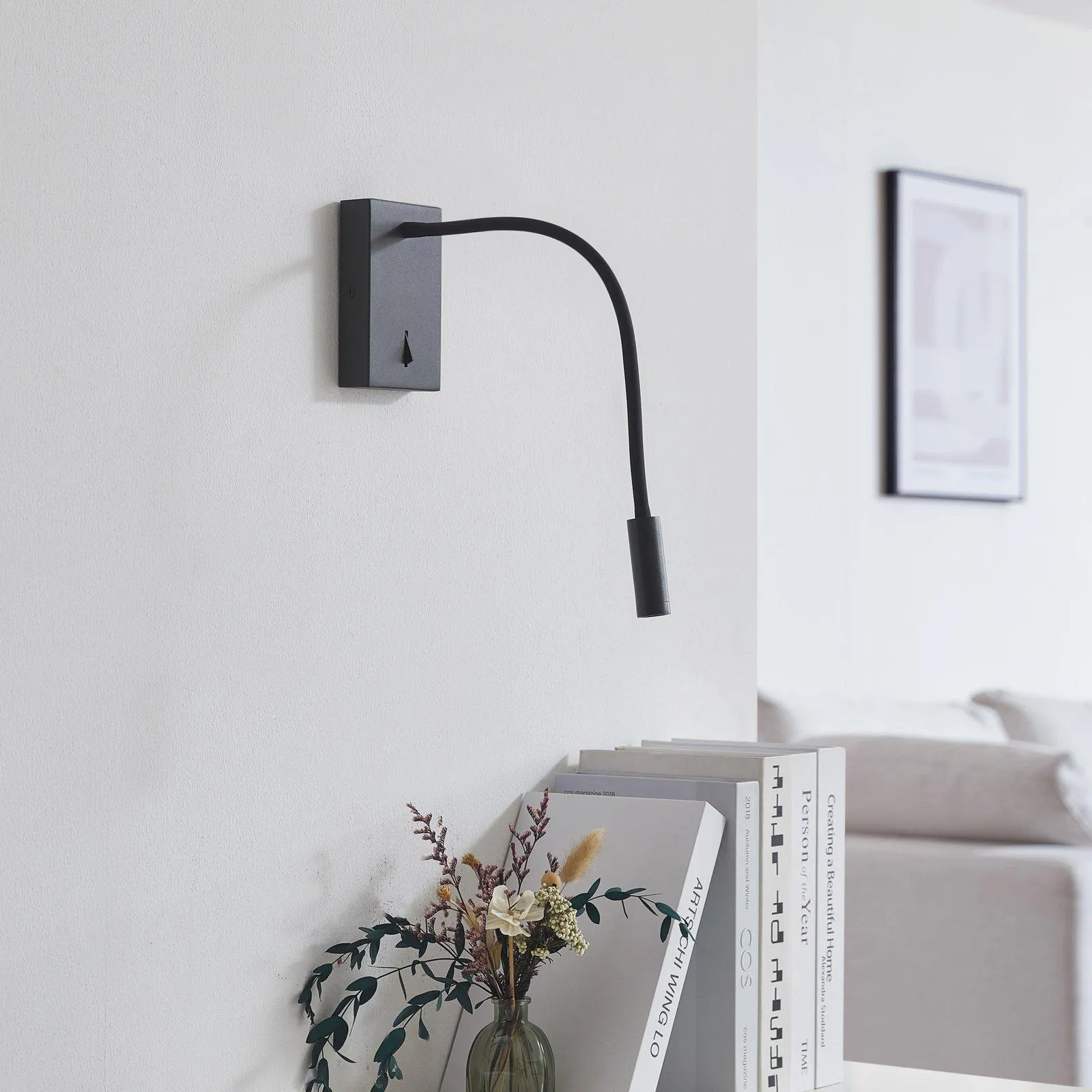 Lucande LED-Leseleuchte Hetti, schwarz, Metall, 14 cm hoch