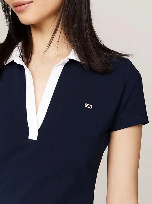 Mini-Polokleid aus Jersey mit Kontrast-Kragen