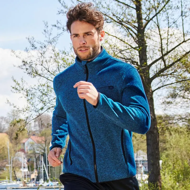 Herren-Strickfleece-Jacke mit Logo-Stickerei