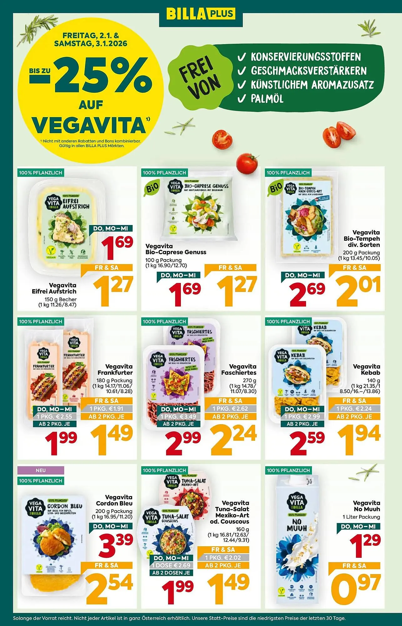 Billa Flugblatt von 2. Jänner bis 7. Jänner 2026 - Flugblätt seite 3
