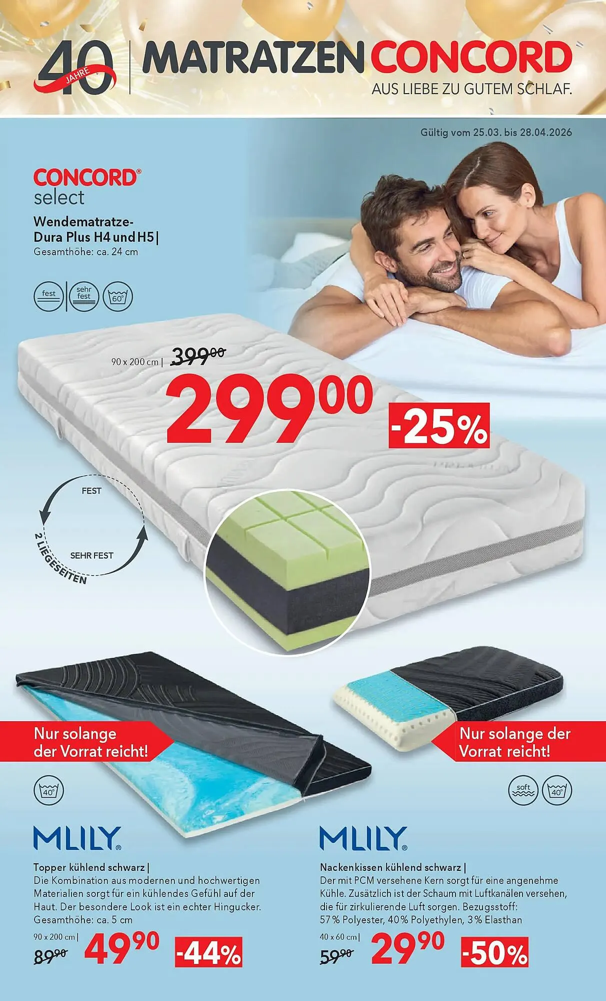 Matratzen Concord Prospekt von 25. März bis 28. April 2026 - Flugblätt seite  1