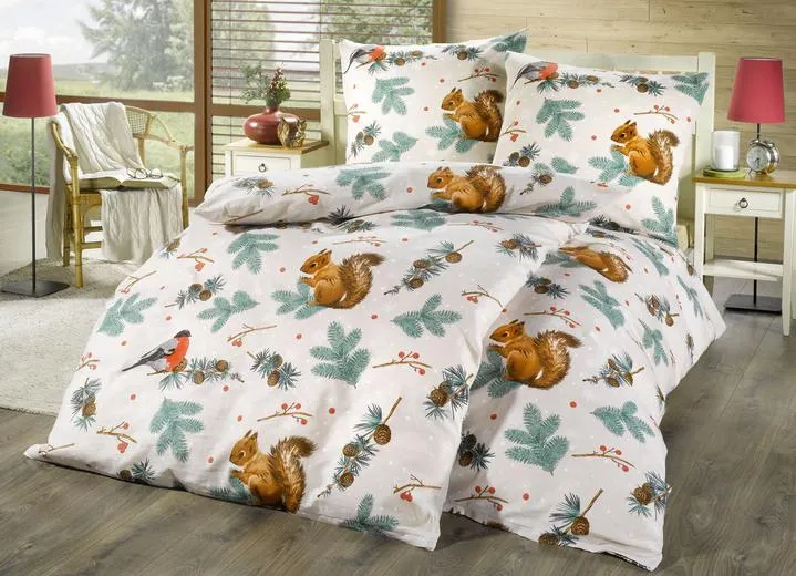 Biber Bettwäsche-Garnitur aus 100% Baumwolle