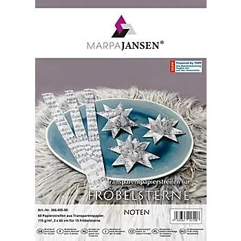 Transparentpapierstreifen-Set Fröbelsterne "Noten", 60 Streifen