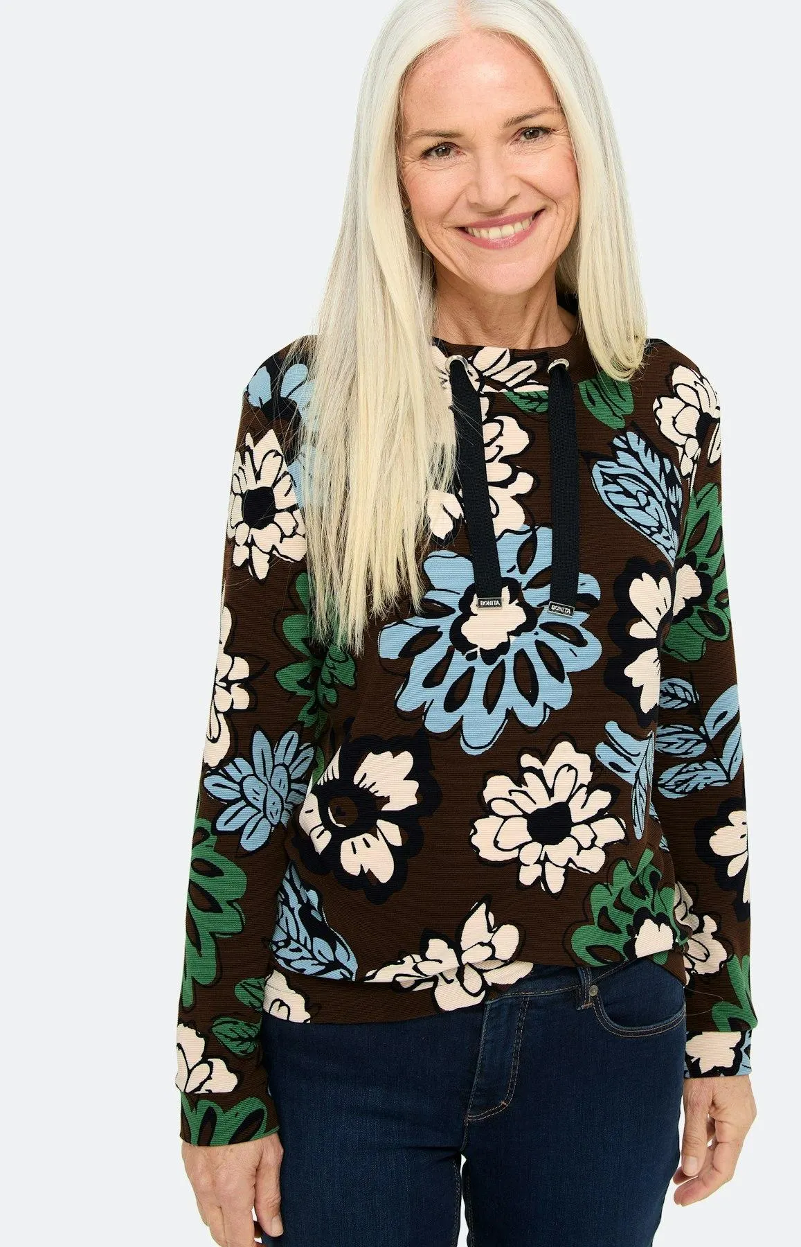 Sweatshirt mit Blumenprint, braun