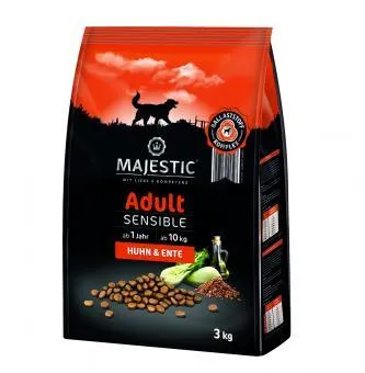 MAJESTIC Hund Adult Sensible 3 kg Beutel mit Huhn und Ente