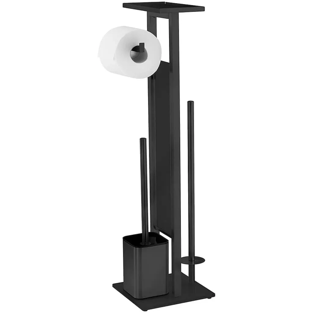 WENKO WC-Garnitur »Modell Debar« aus Edelstahl | Glas Standgarnitur mit Ablage, Edelstahl, Bodenplatte aus Sicherheitsglas