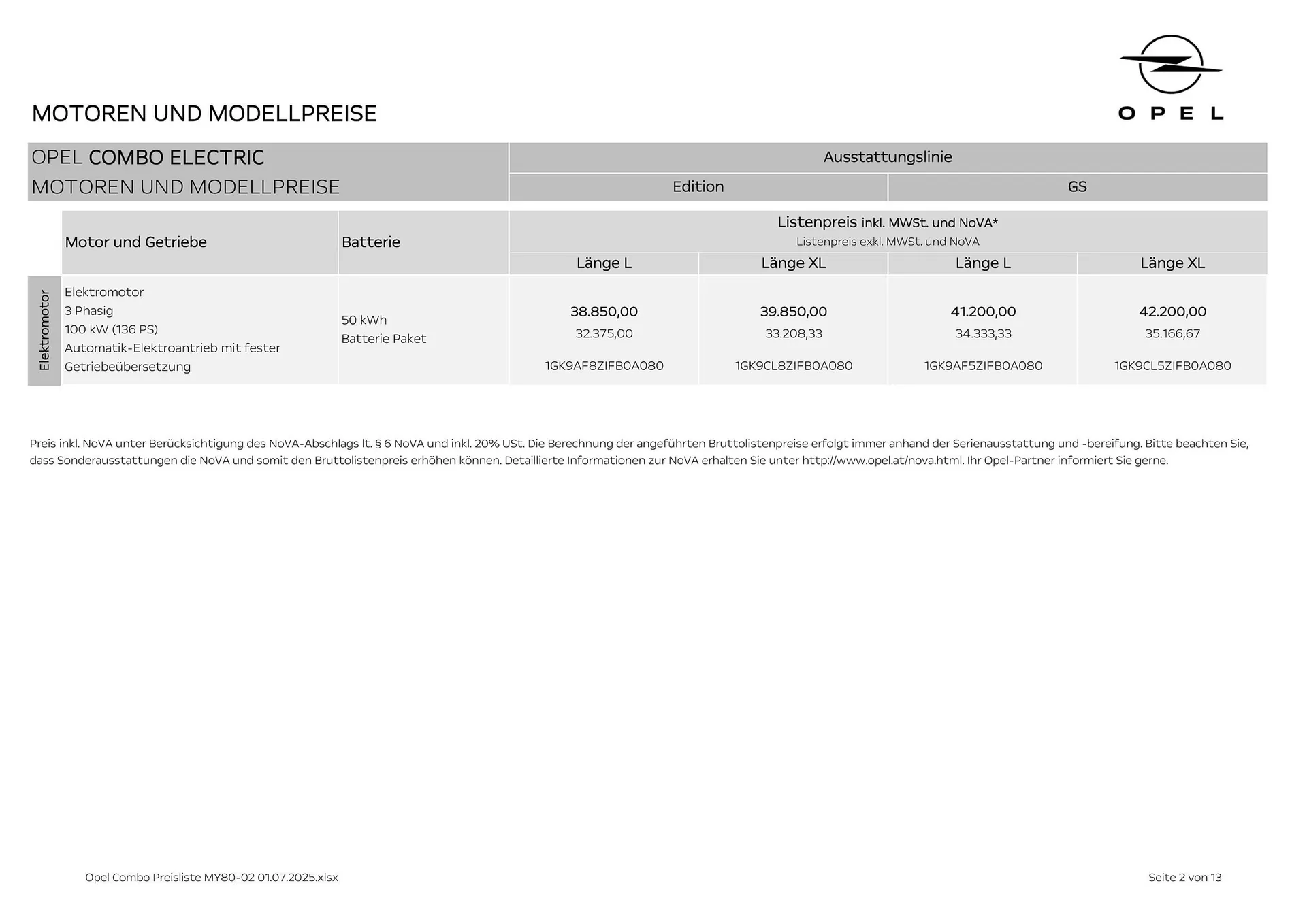 Opel Flugblatt von 18. August bis 18. November 2025 - Flugblätt seite 2