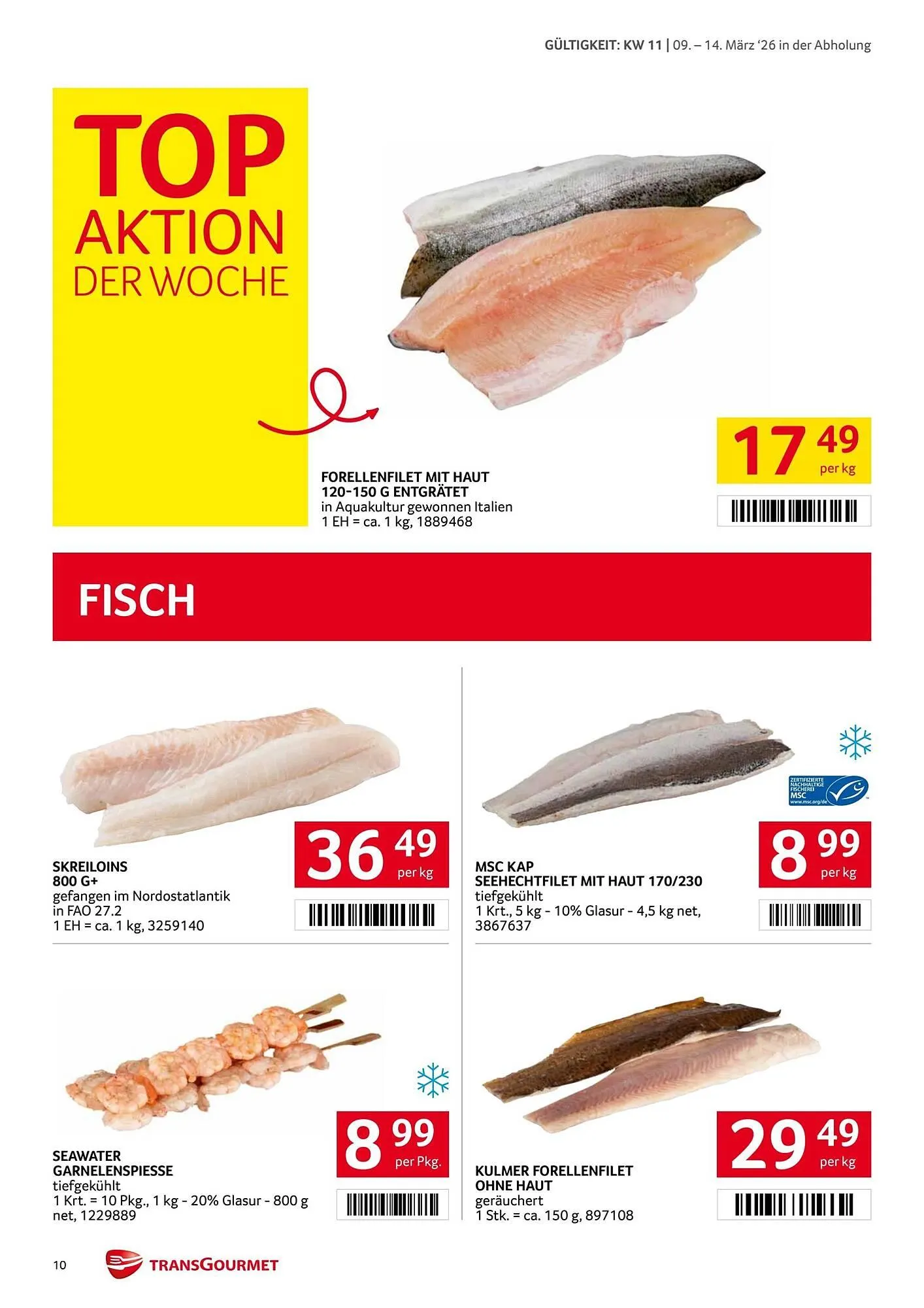 Transgourmet Flugblatt von 9. März bis 14. März 2026 - Flugblätt seite  10