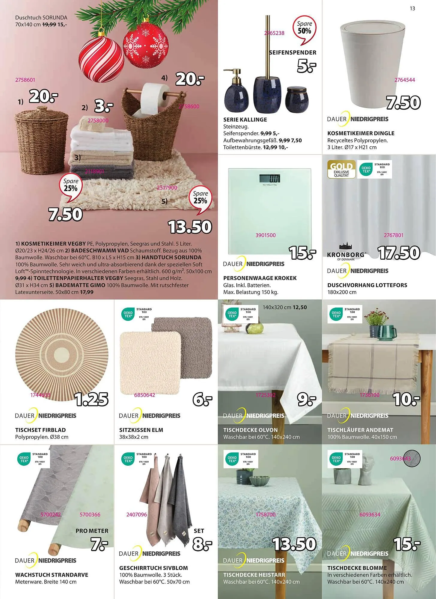 JYSK Flugblatt von 29. November bis 2. Jänner 2024 - Flugblätt seite 13