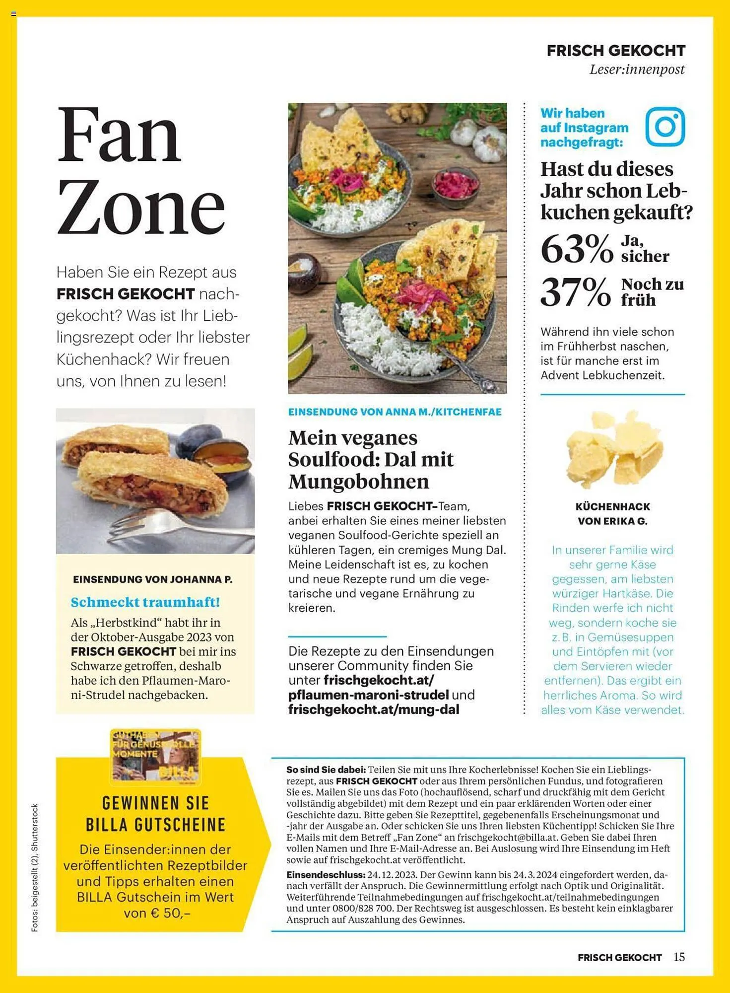 Billa Flugblatt von 1. Dezember bis 31. Dezember 2023 - Flugblätt seite 15