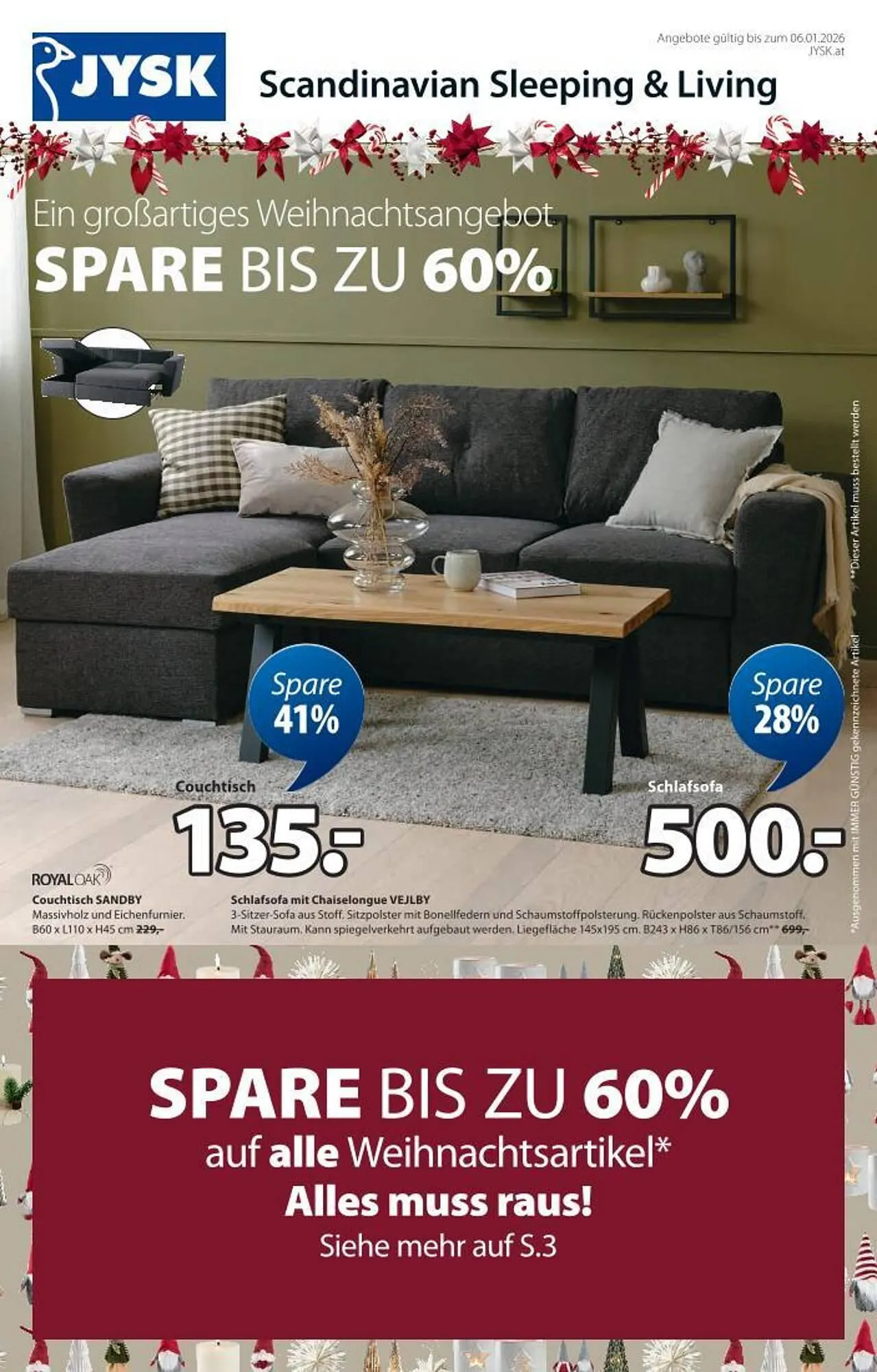 JYSK Flugblatt von 10. Dezember bis 6. Jänner 2026 - Flugblätt seite 1