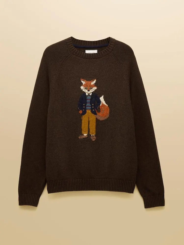 Joules – Jonty Fox – Intarsien-Strickpullover mit Rundhalsausschnitt