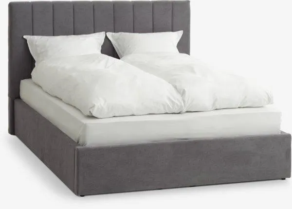 Bettgestell AGERFELD 140x200 dunkelgrau Stoff