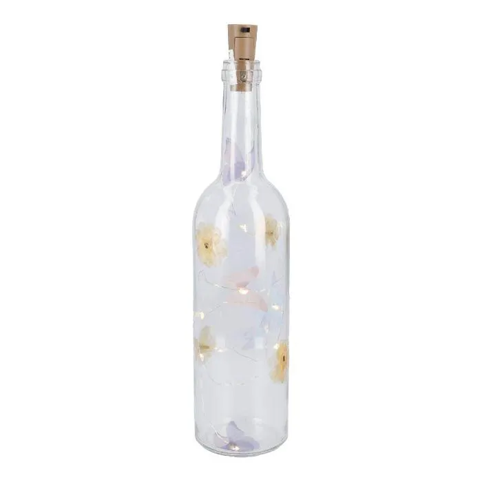 LED-Flasche Frühjahr, Schmetterling/Blume, 32 cm