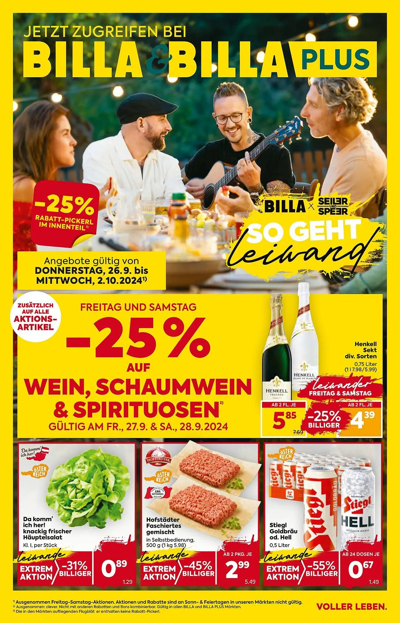 Billa Corso Flugblatt von 26. September bis 2. Oktober 2024 - Flugblätt seite 1