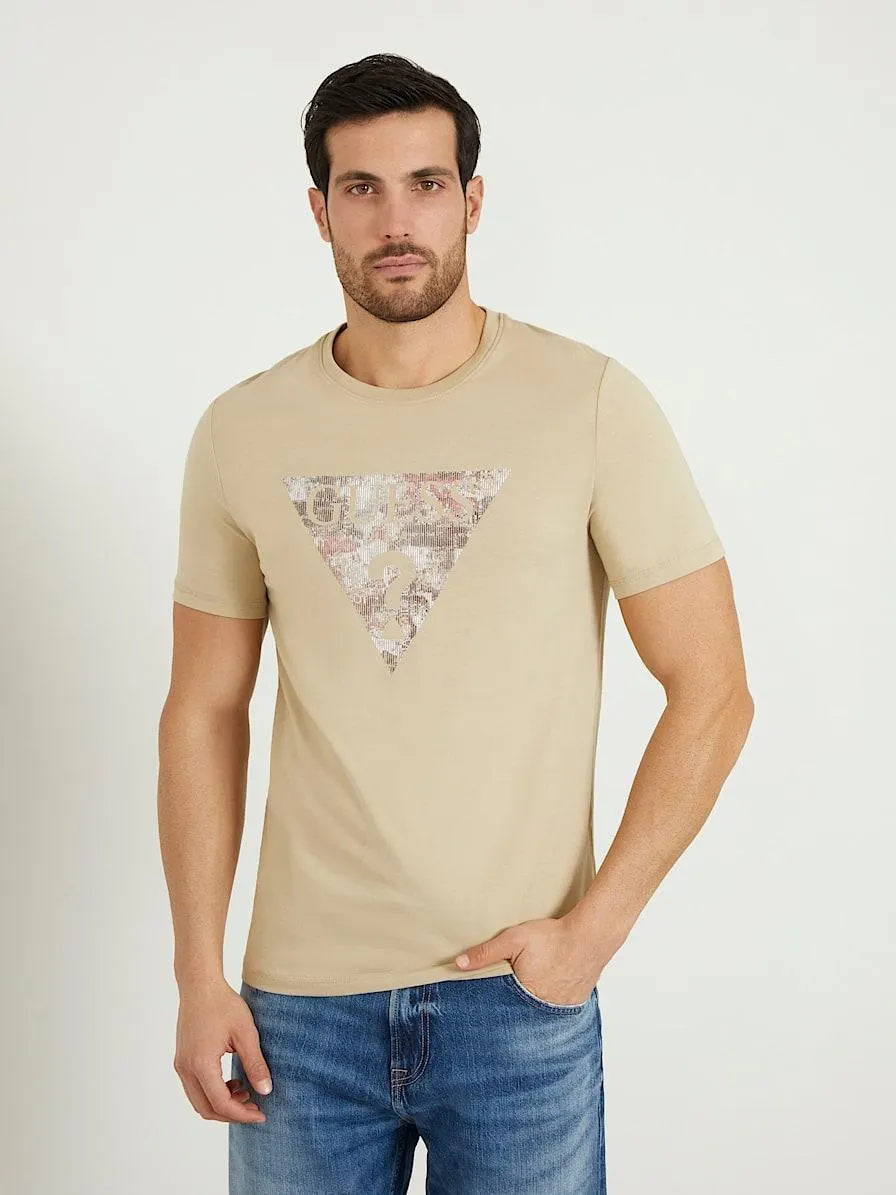 Stretch-t-shirt mit logodreieck