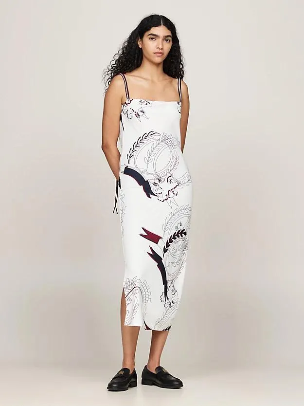 Slim Fit Slip Dress in Maxi-Länge mit Wappen