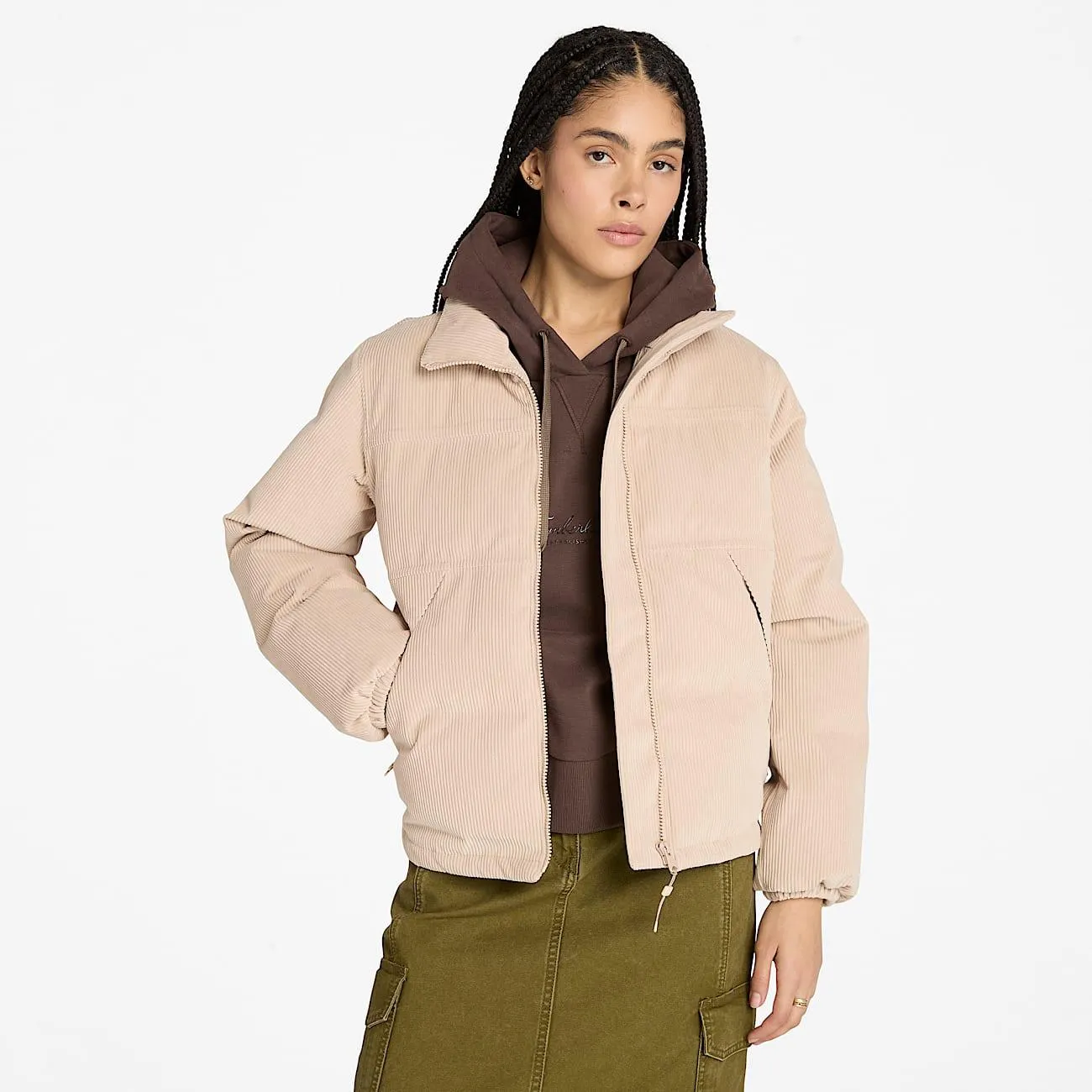Wasserdichte Welch Mountain Cord-Steppjacke für Damen in Beige