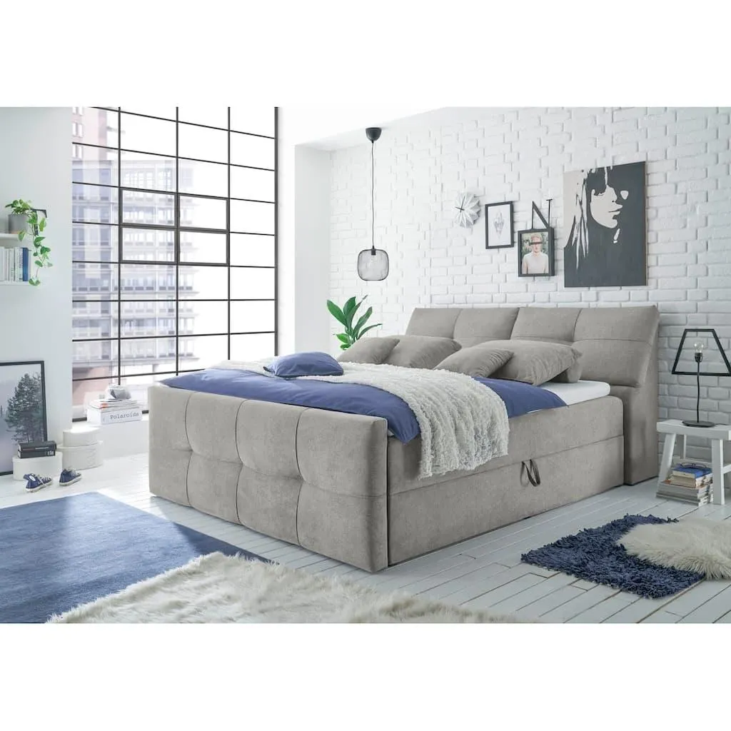 ED EXCITING DESIGN Boxbett »Redmond« 5 Stk. tlg. inkl. Zwei Bettkästen, Stauraum im Kopfteil und Topper