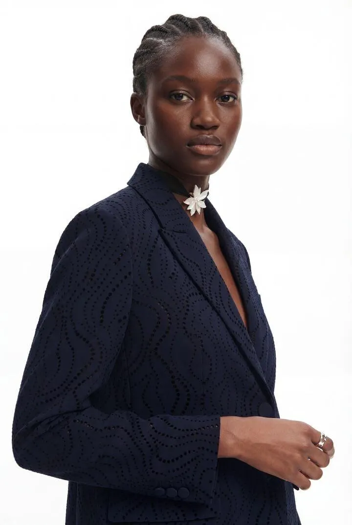 Blazer mit Blumenstickerei