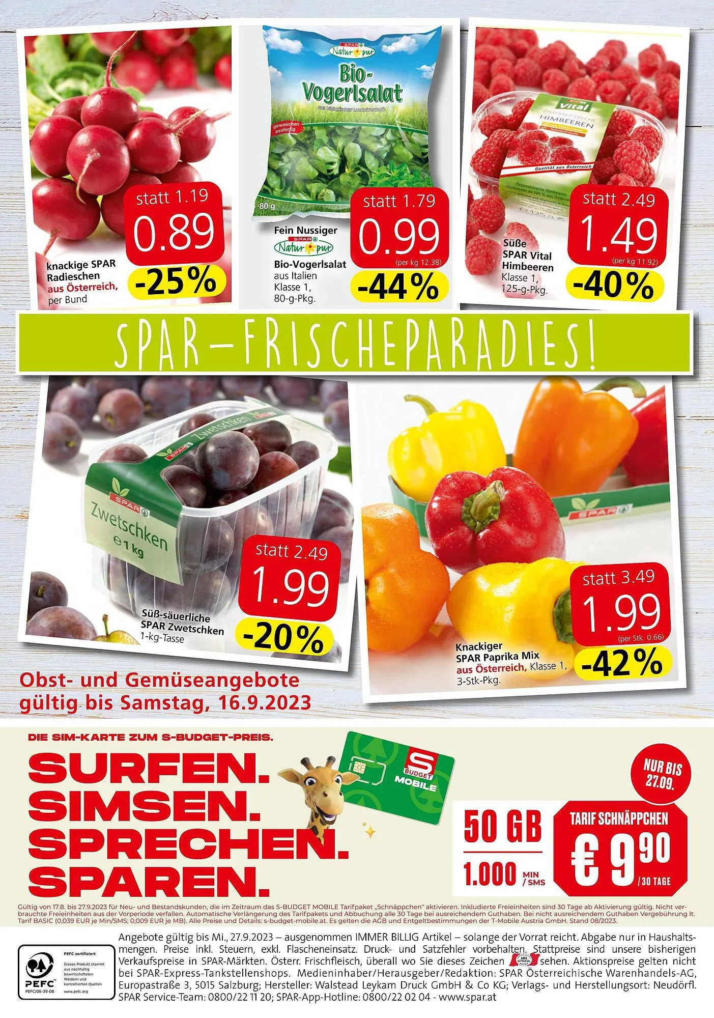 Spar Flugblatt von 14. September bis 27. September 2023 - Flugblätt seite 20