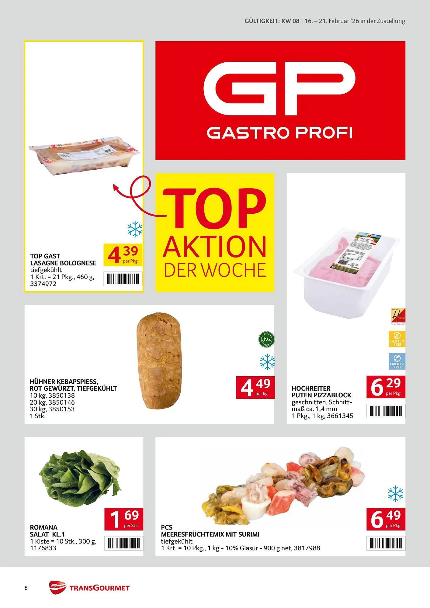 Transgourmet Flugblatt von 16. Februar bis 21. Februar 2026 - Flugblätt seite 8