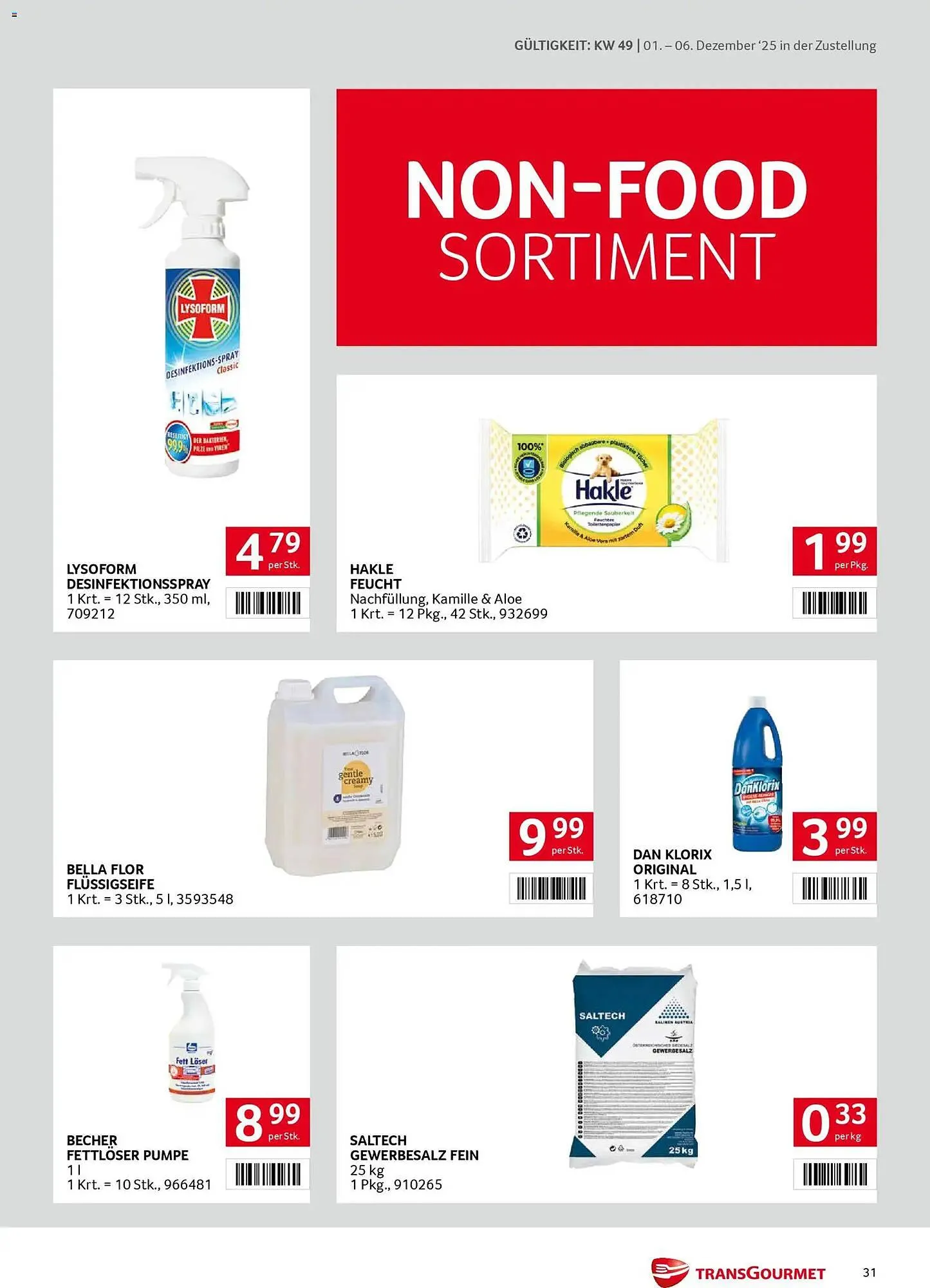 Transgourmet Flugblatt von 1. Dezember bis 6. Dezember 2025 - Flugblätt seite  31