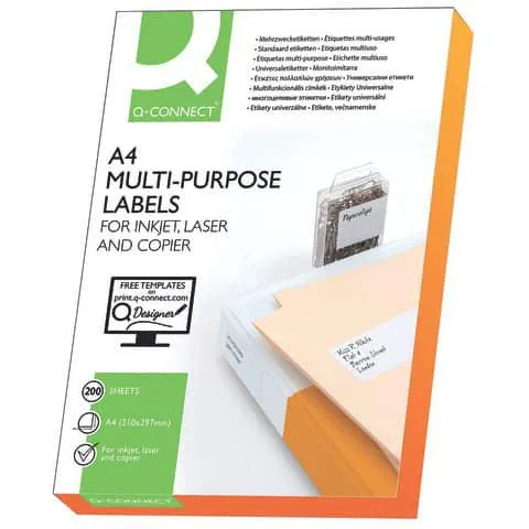 Universaletiketten 210x297 mm weiß 200 Blatt Q-CONNECT KF15568
