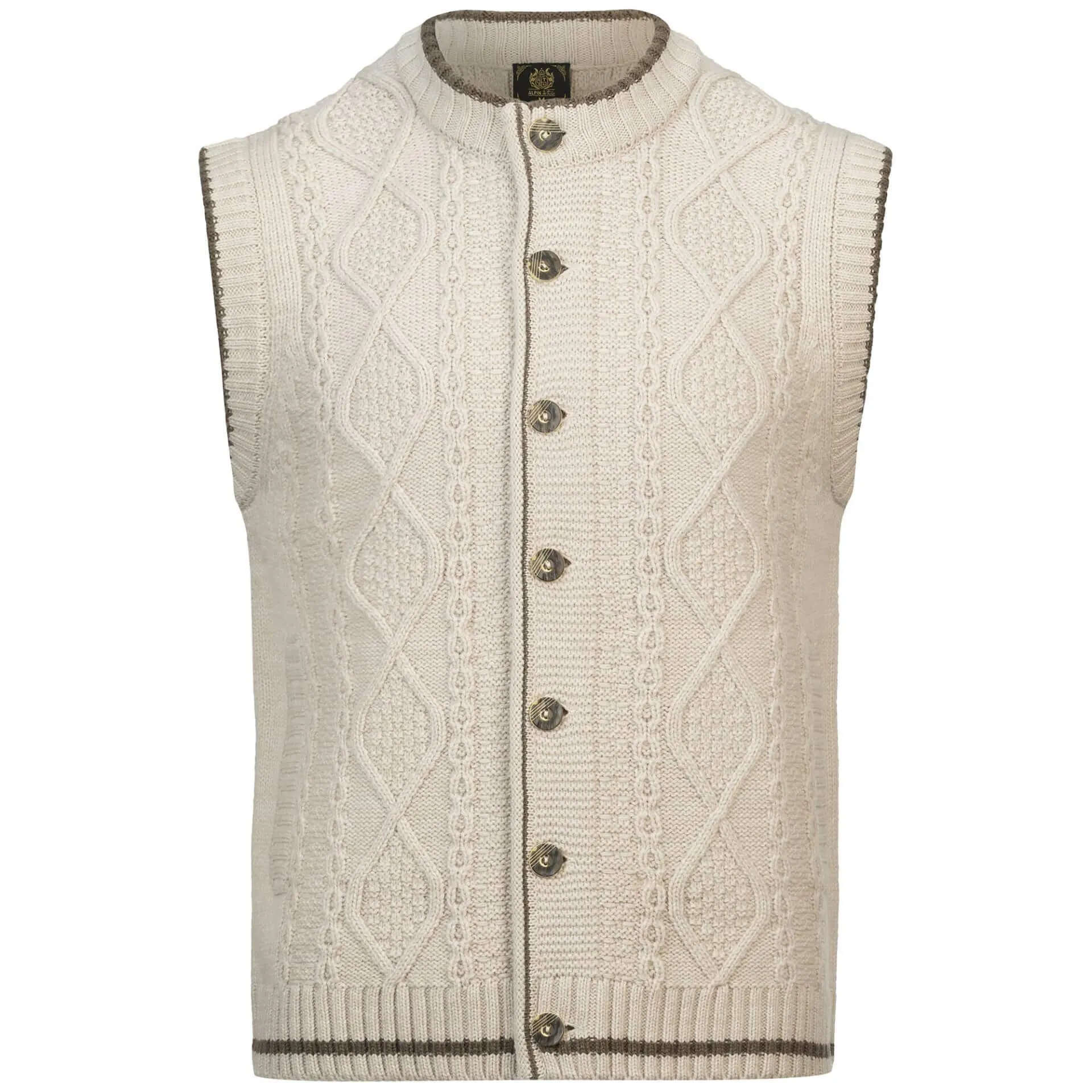 Herren Trachten Strickweste "Anton", mit Knöpfen, Beige