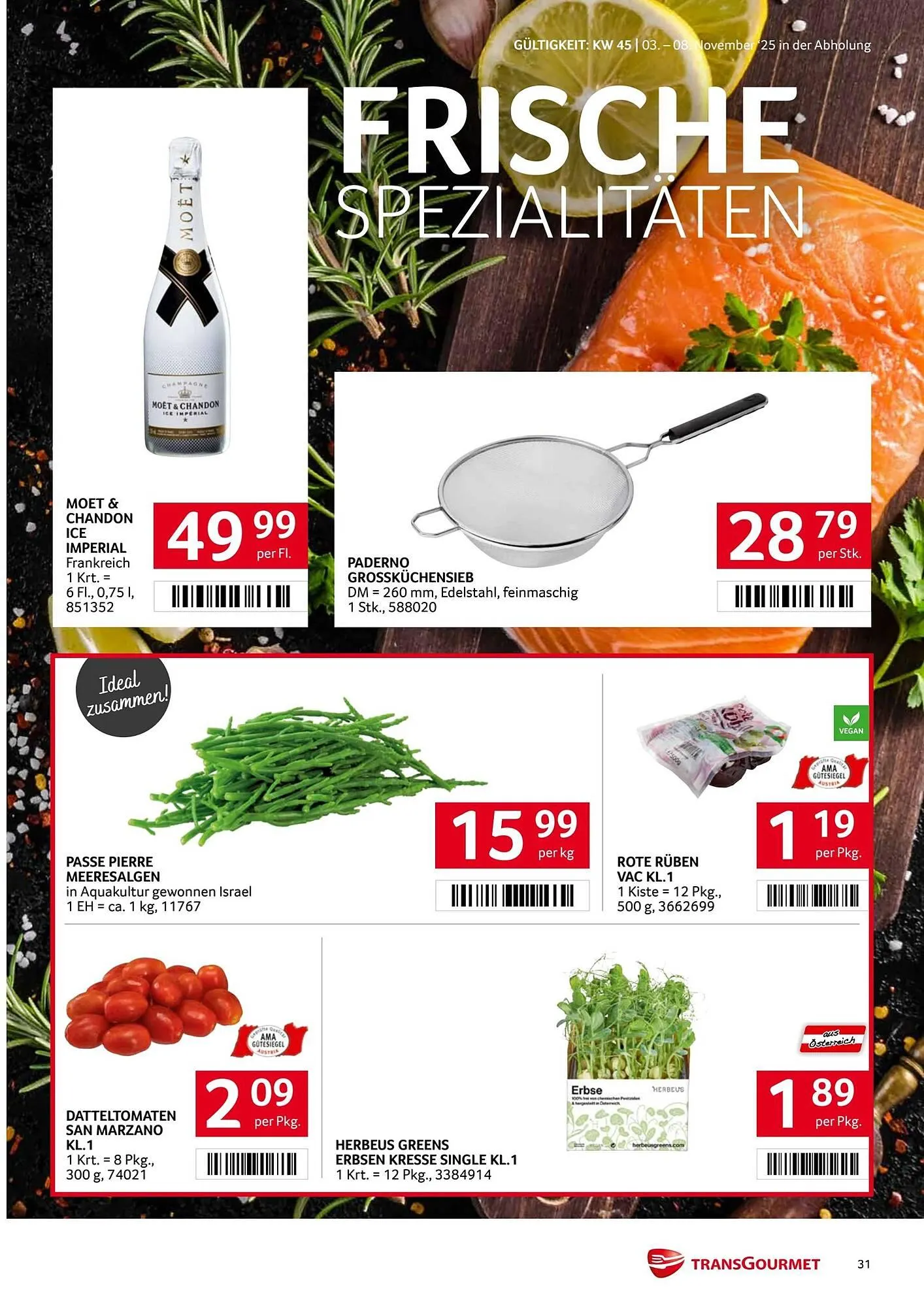 Transgourmet Flugblatt von 3. November bis 9. November 2025 - Flugblätt seite 31